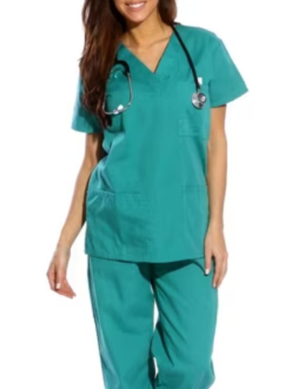 Just Love Teal 2 Piece Medical Scrub Set V Neck Cargo